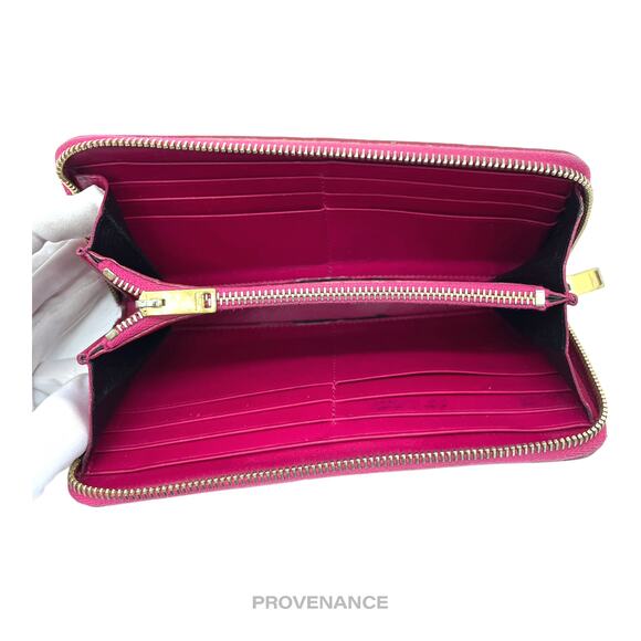 🔴 Saint Laurent Paris SLP Logo Long Wallet - Pink Leather - Picture 7 of 9